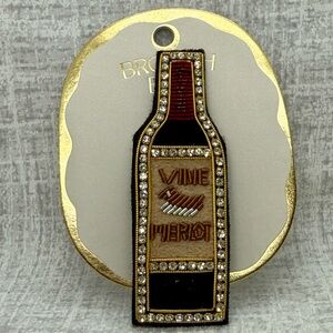 NWT Anthropologie Wine Beaded Brooch Bar